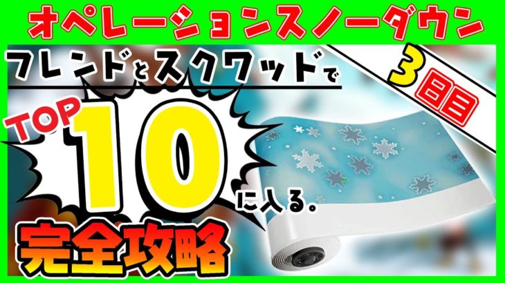 オペレーションスノーダウン3日目クエスト完全攻略！フレンドと組んだスクワッドでトップ１０に入る。【フォートナイト/fortnite】