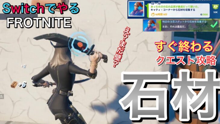 【フォートナイト】Switchでやる　すぐ終わるクエスト攻略：キャティコーナー石材収集