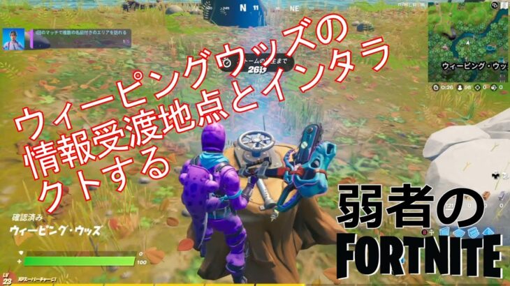 【クエスト攻略】ウィーピングウッズの情報受渡地点とインタラクトする【フォートナイト/Fortnite】