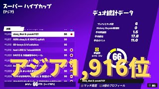 アジア1,916位を獲得しました【フォートナイト】【デュオ】