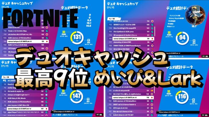 2連ビクロイ無双2連続予選突破!!デュオキャッシュ最高9位!! w/Larkpex【フォートナイト/Duo Cash Cup】