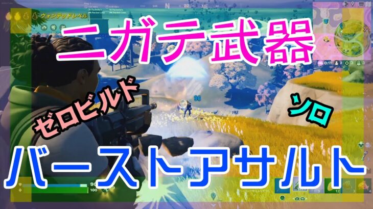 【Fortnite】苦手武器バーストアサルトライフルを駆使するゼロビルド/ソロ攻略/マイクなし/バトルロイヤル/PS4【フォートナイト】