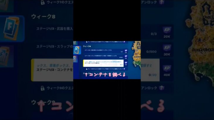 【ウィークリークエスト】 コンテナを調べる クエスト攻略　ウィーク8 　#fortnite #フォートナイト #fortnitewilds #クエスト