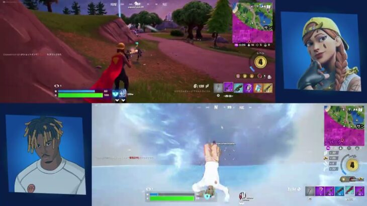 フォートナイト　デュオ　BLITZ ROYALE　完璧な試合運びでビクトリーロイヤル達成！！（甥っ子、上画面）