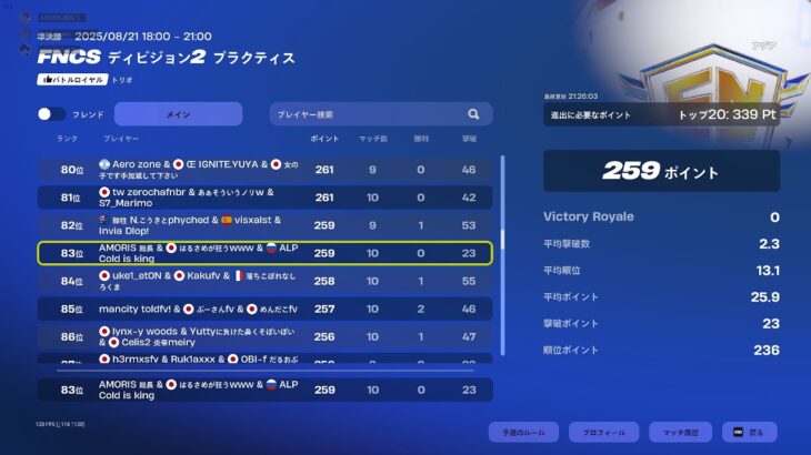 【フォートナイト】デュオスクリム