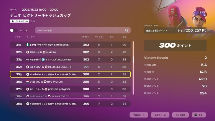 デュオキャッシュ予選35位で予選突破してきました！！【フォートナイト/FORTNITE】